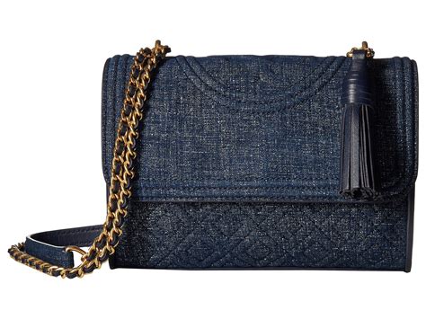 tory burch fleming denim bag.